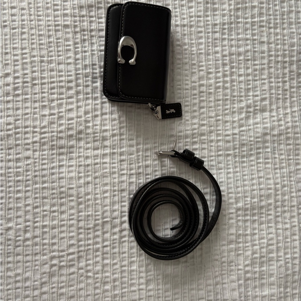 Coach Black Leather Bandit Wallet with Removable Belt and 1941 Tag